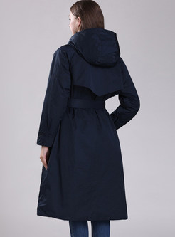 Basic Slim Hooded Knee Length Puffer Coats For Women