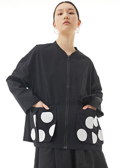 Fashion Plus Size Dot Cropped Women's Coats & Jackets