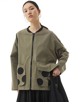 Fashion Plus Size Dot Cropped Women's Coats & Jackets