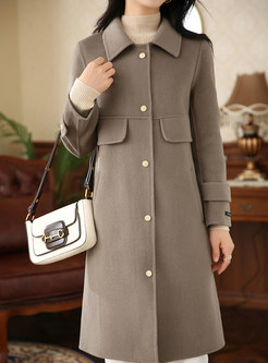 Tailored Turn-Down Collar Fitted Wool Womens Winter Coats