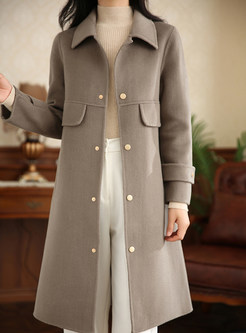 Tailored Turn-Down Collar Fitted Wool Womens Winter Coats