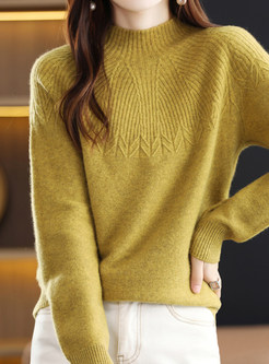 Casual Mock Neck Knitted Jumper For Women