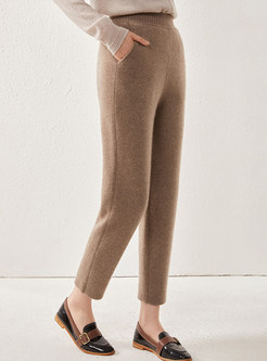 Women's Relaxed Minimalist Ribbed-Knit Solid Knit Pants