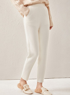 Women's Relaxed Minimalist Ribbed-Knit Solid Knit Pants