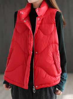 High Neck Solid Thick Vests For Women