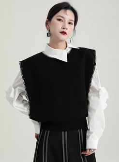 Chic Crew Neck Knitted Waistcoat For Women