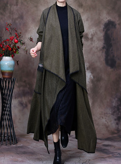Large Lapels Irregular Solid Womens Long Coats