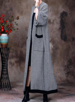Minimalist Striped Women's Long Coats