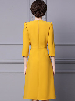 Elegant V-Neck Asymmetrical 3/4 Sleeve Cocktail Dresses