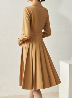 Classic-Fit Solid Color Pleated Half Snap Cocktail Dresses