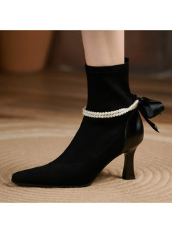 Glamorous Pointed Toe Beading Decoration Bootie For Women