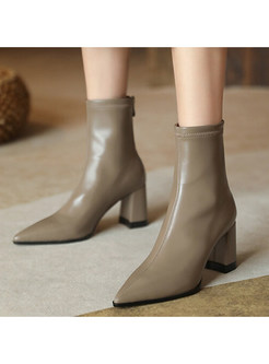 Lite Pointed Toe Square Heel PU Womens Boots