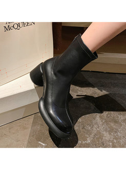 Minimalist Square Toe PU Womens Boots