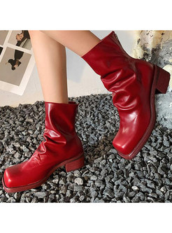 Exclusive Square Toe PU Womens Boots