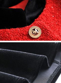 Tweed Single-Breasted Cropped Cardigan Outwear & Velvet Solid Slip Dresses