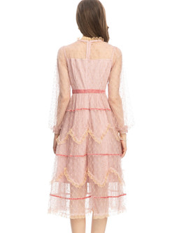 Princess Tulle Patchwork Midi Lace Dresses