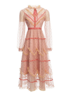 Princess Tulle Patchwork Midi Lace Dresses