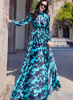 Pretty All Over Print High Split Maxi Dresses
