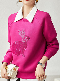 Crewneck Sequined Loose Sweatshirts For Women