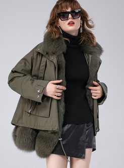 Topshop Fur-Trimmed Chunky Cropped Down Parka For Women