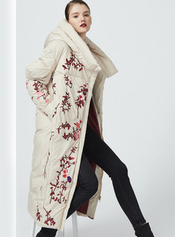 Women's Luxe Hooded All Over Print Oversize Long Down Coats
