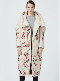 Women's Luxe Hooded All Over Print Oversize Long Down Coats