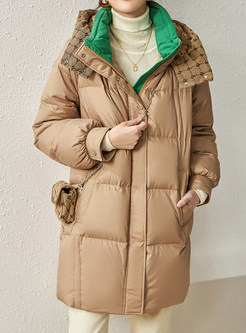 Fashion Thickened Contrasting Zipped Down Jackets For Women
