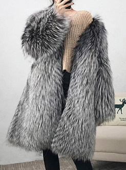Heavyweight Long Sleeve Casual Cardigan Fur Coats Womens
