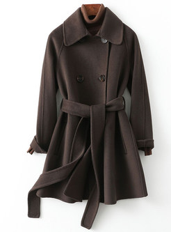Turn-Down Collar Cashmere Double-Breasted Womens Winter Coats