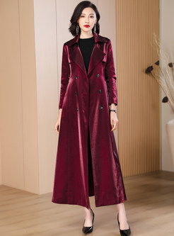 Elegant Large Lapels Double-Breasted Thickened Womens Long Coats