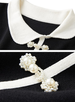 Vintage Pearl Button Asymmetrical Mini Dresses