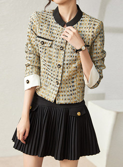 Glamorous Contrasting Single-Breasted Jackets & Pleated Mini Skirts