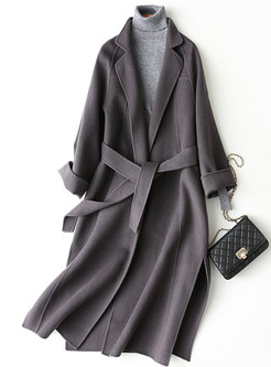 Elegant Large Lapels Cashmere Long Sleeve Women's Coats