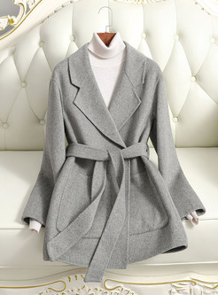 Large Lapels Wool Blend Dual Pocket Womens Winter Coats For Women
