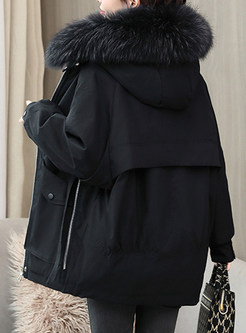 Classic-Fit Hooded Fur Collar Parka Jackets Women