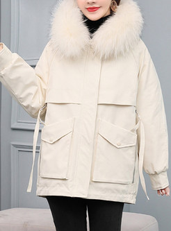 Classic-Fit Hooded Fur Collar Parka Jackets Women