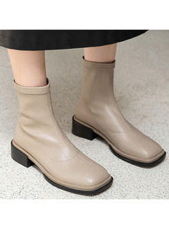 Classic-Fit Square Toe Solid Bootie For Women