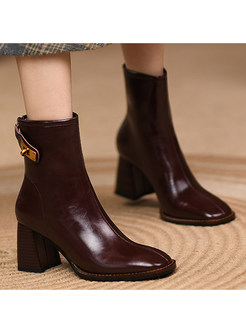 Fashion Pointed Toe Block Heels Womens Boots