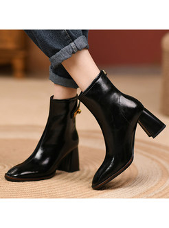 Fashion Pointed Toe Block Heels Womens Boots