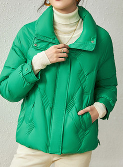 High Neck Fluffy Fashion Down Jackets For Women