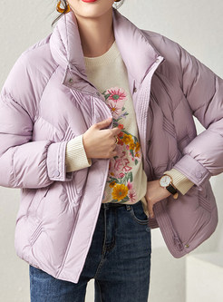 High Neck Fluffy Fashion Down Jackets For Women
