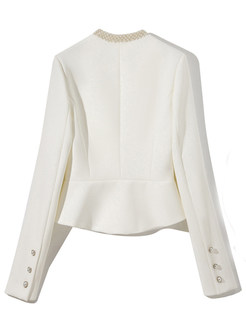 V-Neck Pearl Detail Fitted Blazers For Women