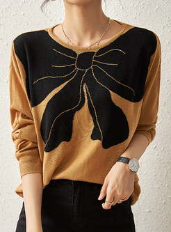 Bowknot Slouchy Pullovers Knitted Jumper For Women