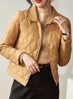 Turn-Down Collar Snap Button Front Cropped Women's Coats & Jackets