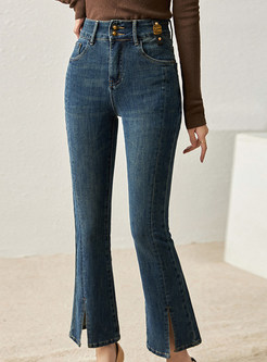 Stylish High Waisted Elastic Flare Jeans For Women