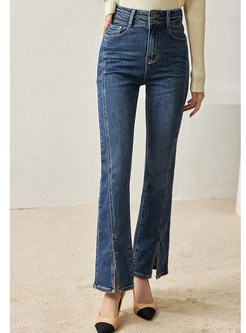 Chic Split High Waisted Flare Jeans For Women
