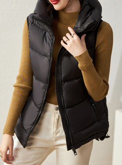 Thick Hooded Full Zip Womens Down Vests 