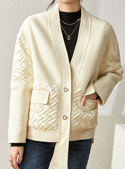 Vintage Wool Splicing Womens Winter Coats