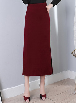 Elegant Side Slit Long Pencil Skirts For Women