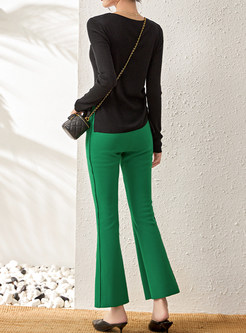 Glamorous Drawcord Tops & Solid Color Flare Leggings For Women